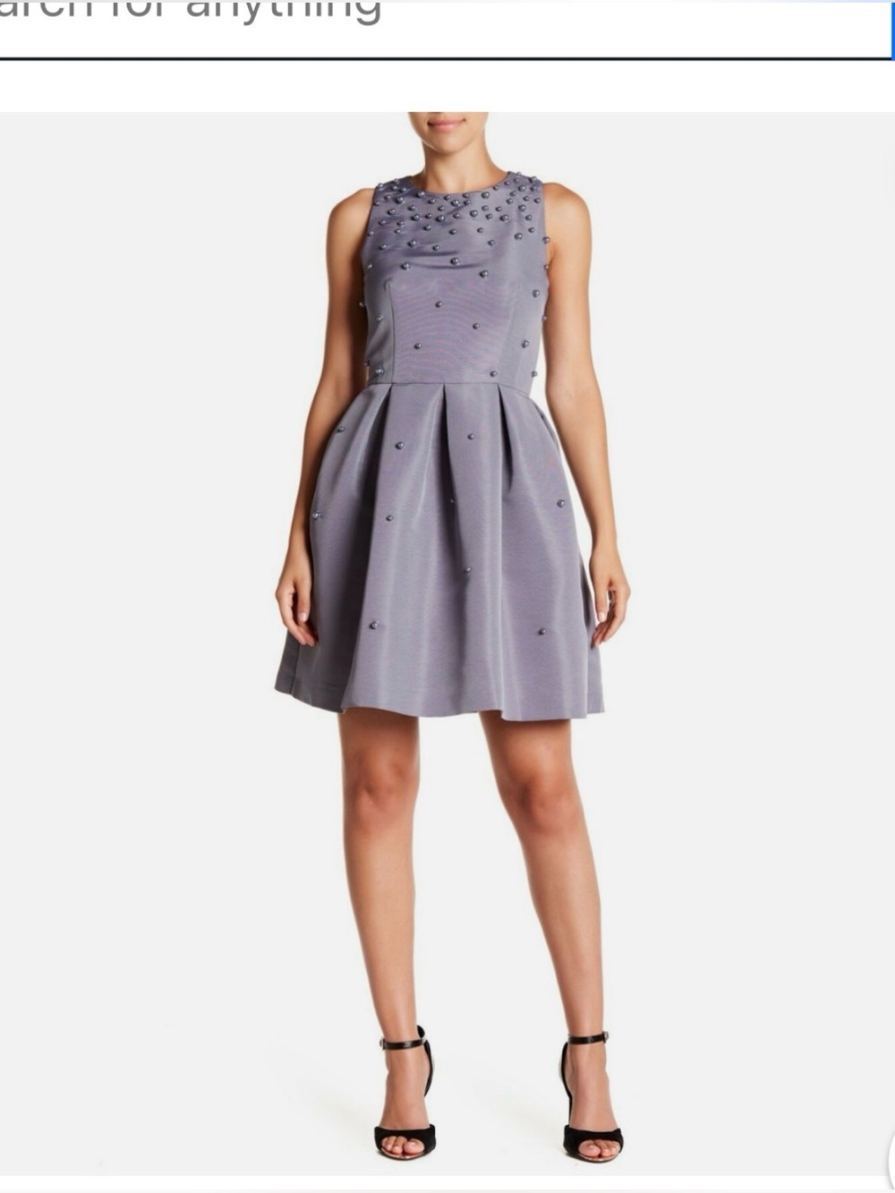 Ted Baker Millea Sleeveless Embellished Pearl Fit-and-Flare Dress in Gray size 6